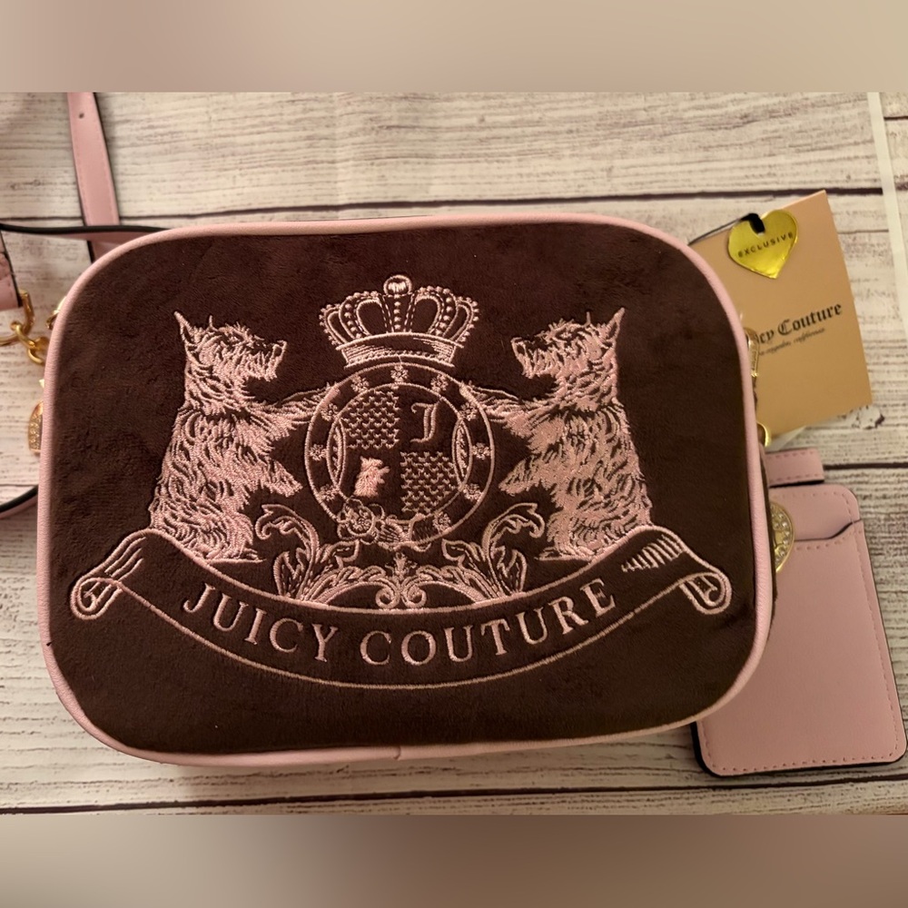 Juicy Couture Brown and Pink Scottie Crossbody Bag